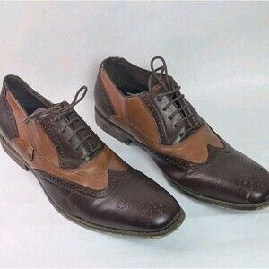 Steve Madden Mens Sz 13 Brown Leather Wingtip Oxford Dress Shoes Jetway